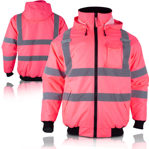 women's hi vis pink reflective jacket