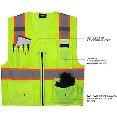 hi vis reflective work vest