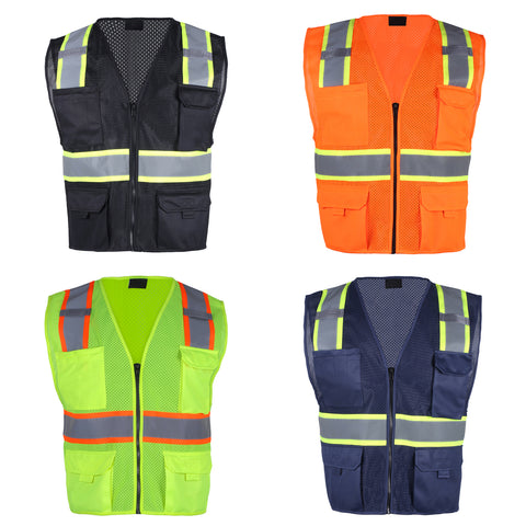 【Promotional Discount】Safety Shirts/Vests for Men High Visibility Reflective with Pockets Hi Vis Work Shirts/Vests