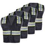 4 pack black mesh safety vest