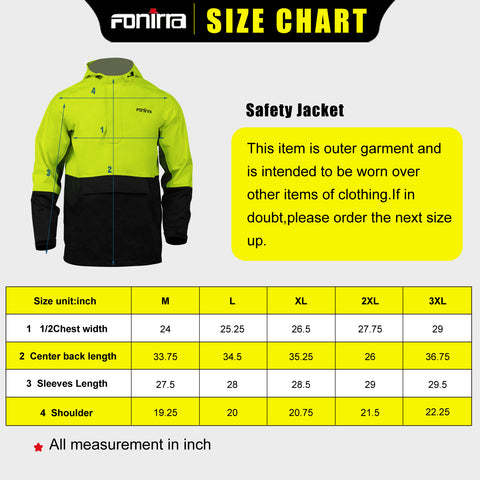 Hi Vis Raincoat Size Chart