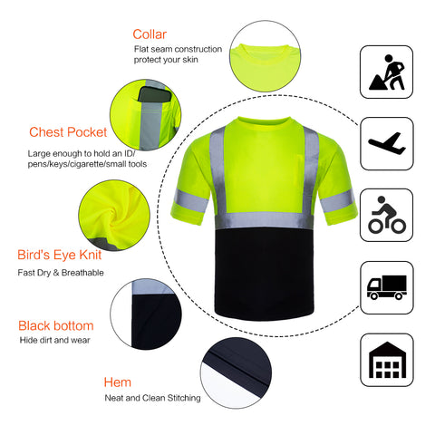 black bottom short sleeve safety shirt