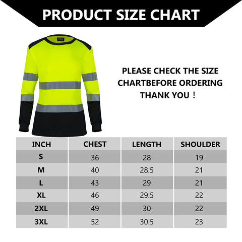 women's hi vis shirt size chart