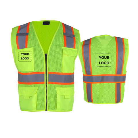 【Custom Logo--Contact Us First】20 Pieces High Visibility Safety Vests Reflective for Men
