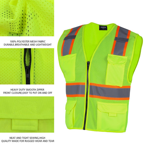 hi vis mesh vest with zipper