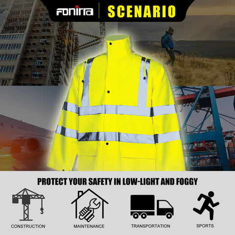 construction reflective hi vis raincoat