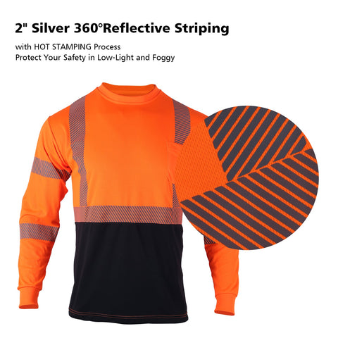 hi vis work shirt with hot stamping reflective strips