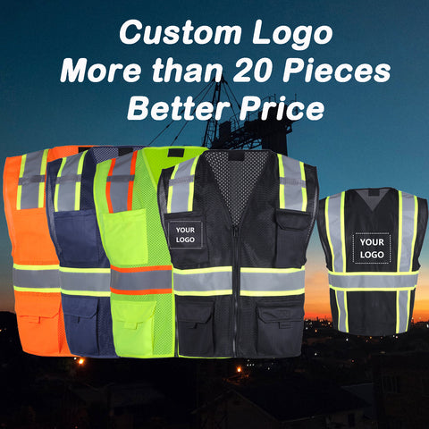 【Custom Logo--Contact Us First】20 Pieces High Visibility Safety Vests Reflective for Men